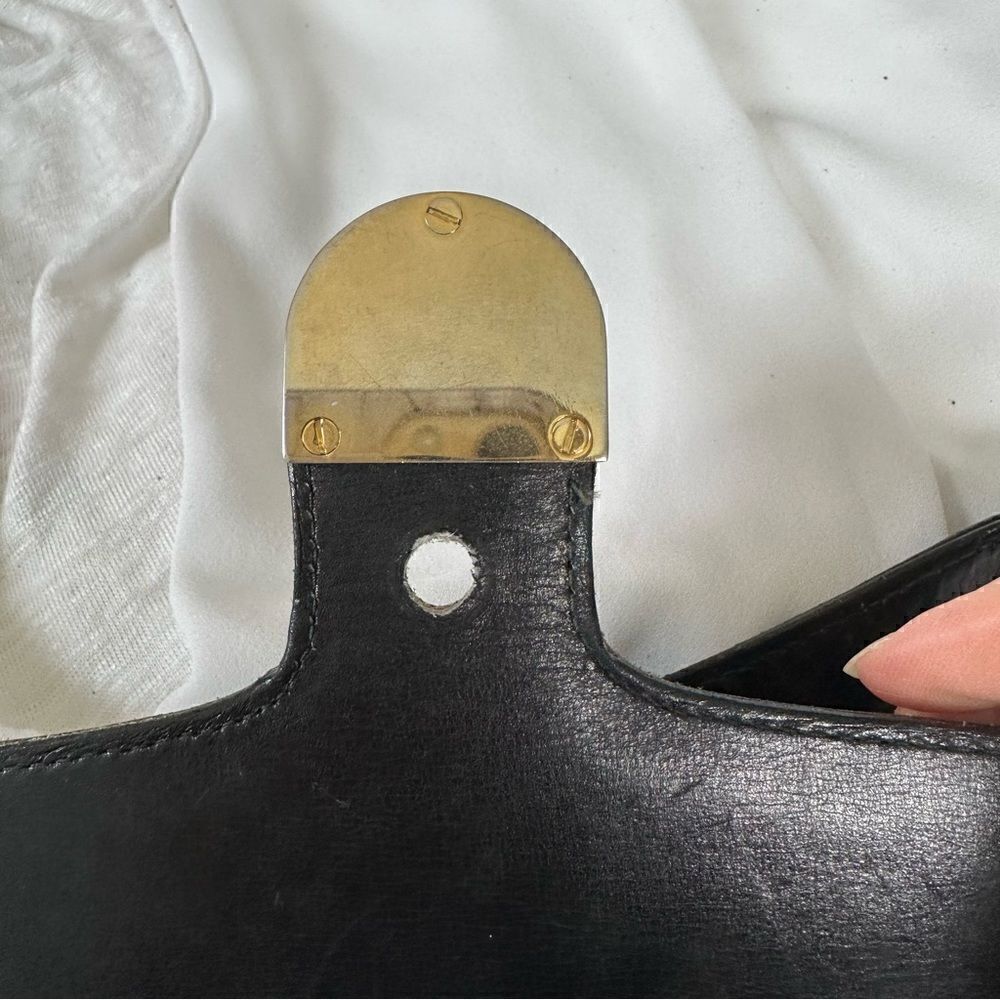 Gucci black leather web accent and gold GG lock shoulder - Picture 11 of 16